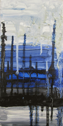 Jill Joy - Belgrade 2 - oil on canvas - 12x6" - $125 USD