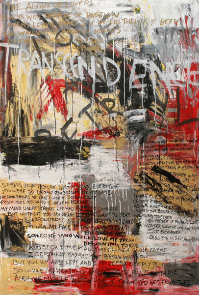 Jill Joy - Love and Betrayal - mixed media on canvas - 48x72" 2007